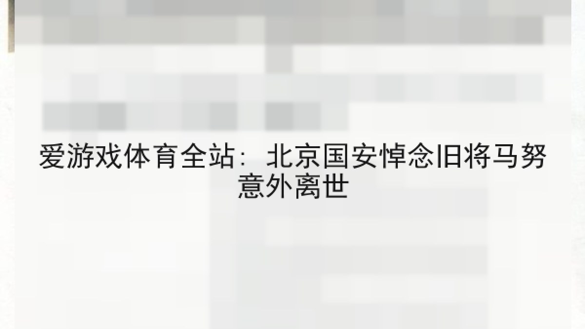 爱游戏体育全站: 北京国安悼念旧将马努意外离世